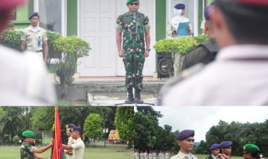 Kasdim 0301/Pbr Pimpin Sertijab Komandan Resiman Mahasiswa Batalyon 041/Indra Buana Universitas Riau