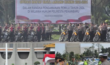 Dandim 0301/Pekanbaru Letkol Inf Sri Marantika Beruh, S.Sos., M.I.Pol., menghadiri Apel Gelar Sarana dan Prasarana (Sarpras) Operasi mantap Brata  Lancang Kuning 2023-2024