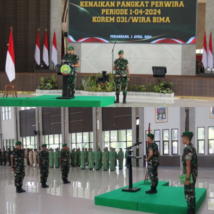 Wakili Dandim, Kasdim 0301 Pekanbaru Hadiri Acara Laporan Korps Kenaikan Pangkat Perwira Korem 031/WB