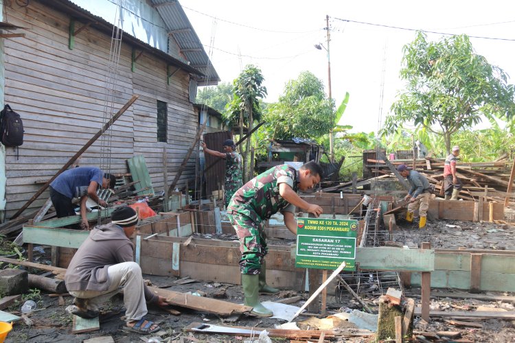 Dibawah Terik Panas Matahari, Personil Kodim 0301 PBR Lanjutkan Pra TMMD ke 120