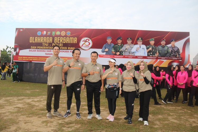 Sambut Hari Bhayangkara ke 78, Dandim 0301 Pekanbaru Ikuti Olahraga Bersama Forkompinda Riau