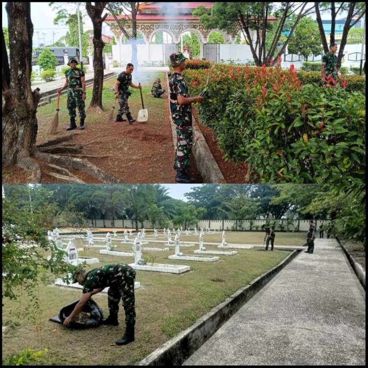 Kodim 0301/Pbr Laksanakan Karya Bakti Dalam Rangka HUT TNI ke-79 