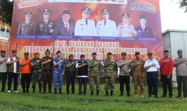 Kasdim 0301/Pekanbaru Turut Hadiri Apel Penanggulangan Karhutla