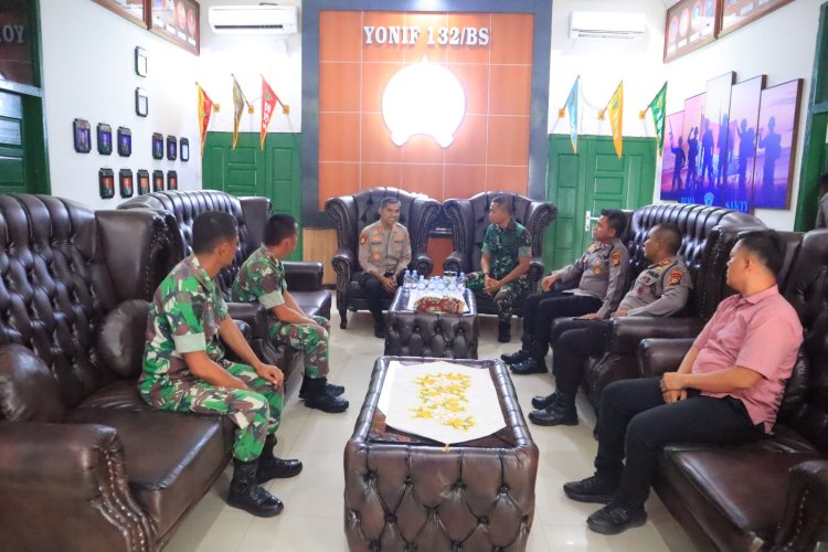 Kapolres Kampar Jalin Silaturahmi dengan Batalyon 132/BS,  Perkuat Sinergitas TNI-Polri untuk Kampar Bumi Serambi Mekkah