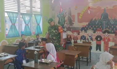 Dukung Program Pemerintah,Babinsa Kodim 0301/Pbr Pantau Pembagian MBG di Sekolah