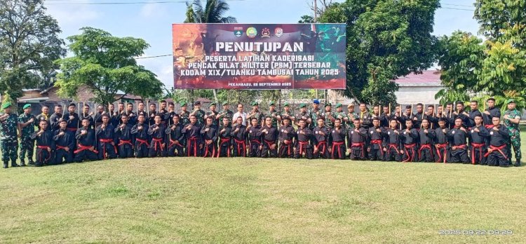 Wakili Dandim, Danramil 05/Sail Hadiri Penutupan Kaderisasi Pencak Silat Militer Kodam XIX/Tuanku Tambusai