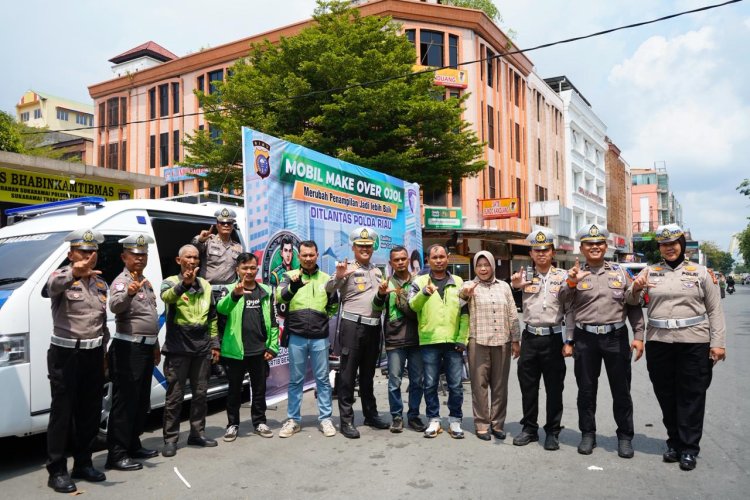 Ditlantas Polda Riau Apresiasi Ojol Tertib Lalu Lintas lewat Program Mobil Make Over