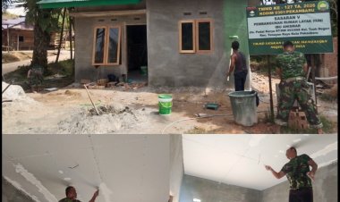 Satgas TMMD ke-127 Kodim 0301/Pekanbaru Percepat Penyelesaian RTLH Almarhum Bapak Yudarfis