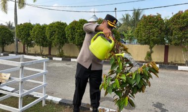 Kapolres Kampar Tanam Pohon Kenitu dari Kapolda Riau di Halaman Mapolres, Dukungan Pelestarian Lingkungan