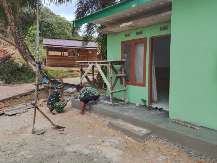 Satgas TMMD Kebutan Finishing, Rumah Ibu Anismar Hampir Rampung 98 Persen