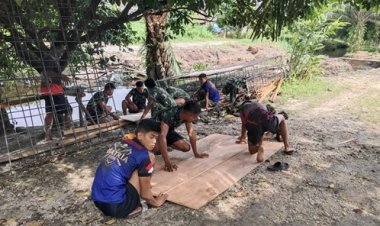 Demi Kemudahan Akses Warga, Kodim 0301/Pekanbaru Terus Gesa Pembangunan Jembatan Garuda Armco