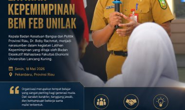 Kaban Kesbangpol Riau Jadi Narasumber Latihan Kepemimpinan BEM FEB Unilak