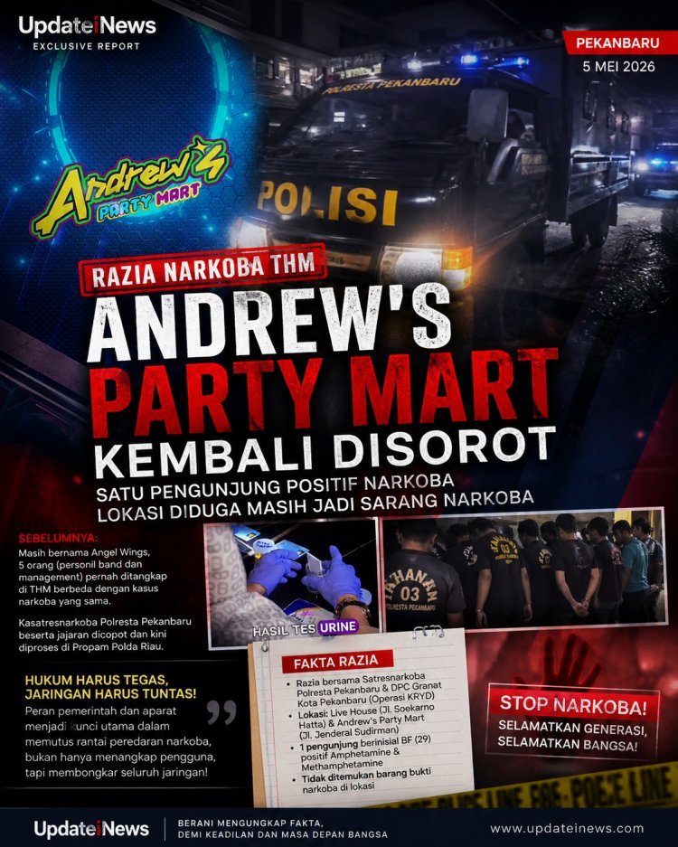 Razia Narkoba di THM Pekanbaru: Andrew’s Party Mart Kembali Disorot, Jejak Lama Belum Benar-Benar Hilang