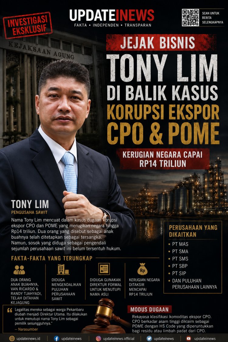 Sosok Tony Lim Mulai Disorot dalam Kasus Korupsi CPO Rp14 Triliun, Jejak Korporasi dan Struktur Perusahaan Jadi Perhatian