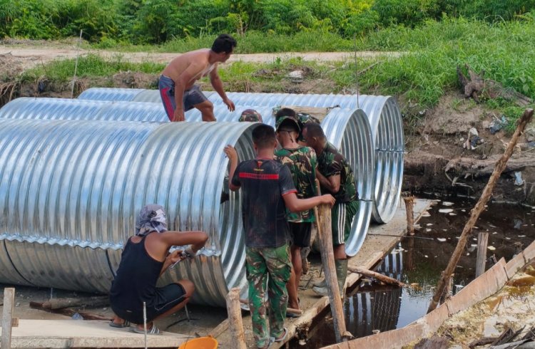 Bersama Rakyat, Kodim 0301/Pekanbaru Kebut Pengerjaan Tiga Jembatan Garuda