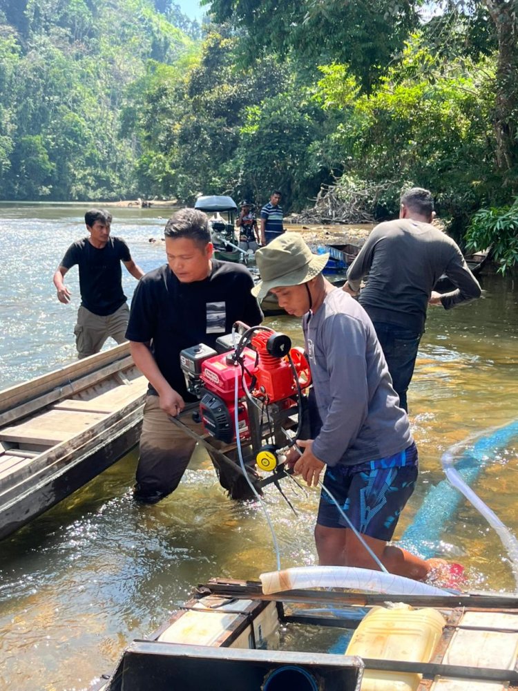 Polsek Kampar Kiri Operasi PETI, Temukan 3 Rakitan Tambang Emas di Sungai Subayang 