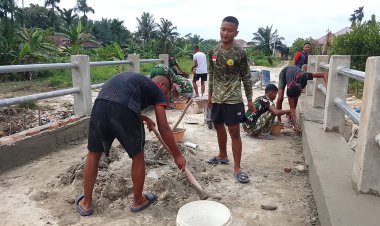 Kodim 0301/Pekanbaru Lanjutkan Pembangunan Wing Wall Jembatan Garuda Armco