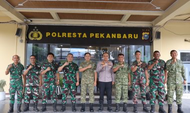 Perkuat Komunikasi TNI-Polri, Tim Penyuluh Karhutla Mabes TNI Silaturahmi ke Polresta Pekanbaru